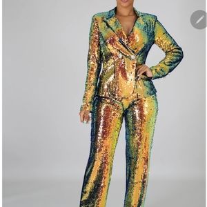 2 Piece Sequence Pants Set from Giti